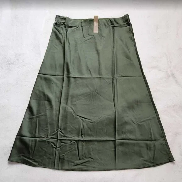 New women's  S  J Crew Gwyneth slip midi skirt in Utility Green - Picture 3 of 10